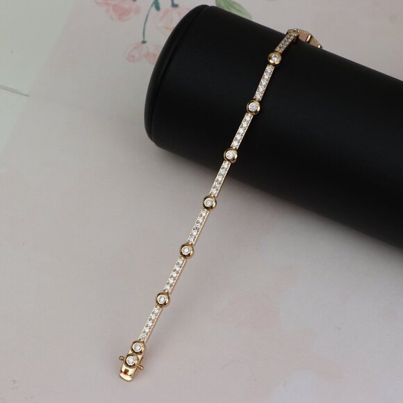 Elegant Rose Gold Bracelet with Sparkling Stones, XPBL0631 - Picture 6 of 10